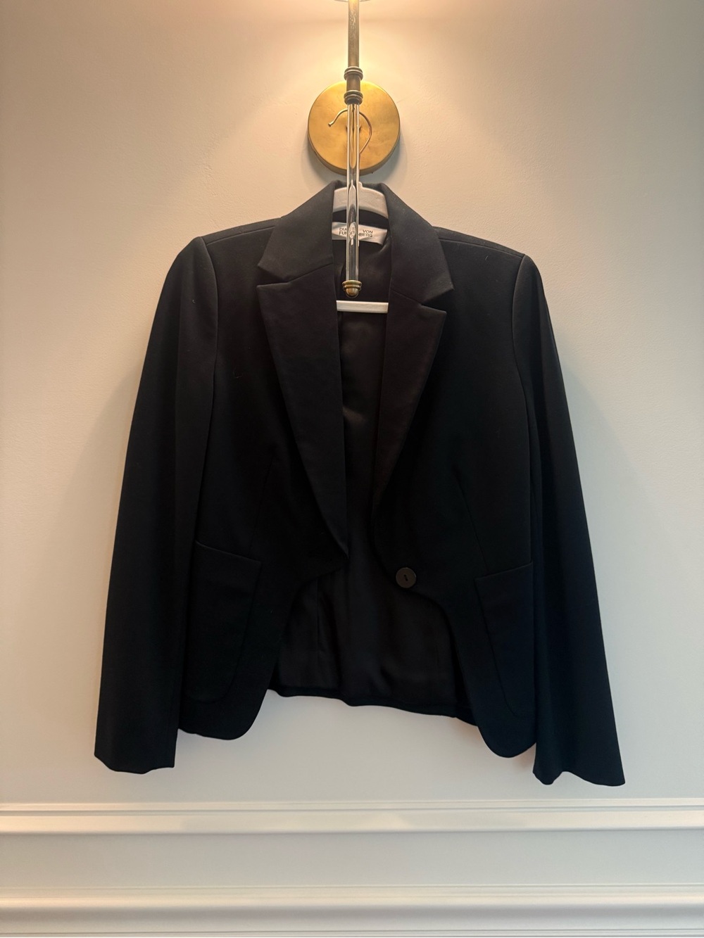 Diane Von Furstenberg Black Women's Single-Button Blazer Jacket